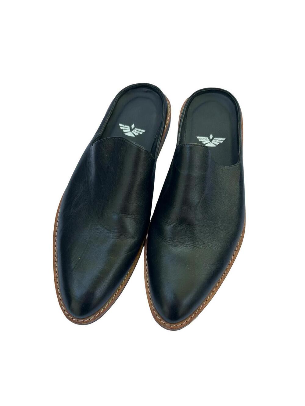 Black Leather Pointed Toe Mule Flats Made in Peru Vero Cuero Womens 37‎ - Picture 4 of 9